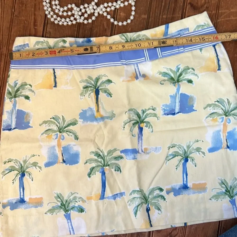 Women’s preppy mini skirt palm trees Molly B yellow size 8 made in USA - Picture 2 of 7